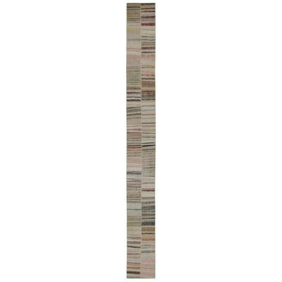 Rug & Kilim’s Patchwork Kilim Extra-Long Runner in Polychromatic Stripes 