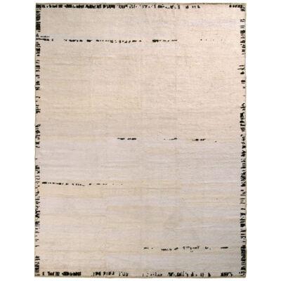 Rug & Kilim’s Contemporary Rug in off White, Black Solid Stripe Patterns