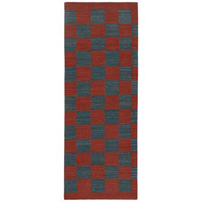 Vintage Persian Kilim Runner in Red & Blue Checkerboard Pattern by Rug & Kilim