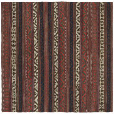 Vintage Kurdish Persian Kilim in Stripes & Geometric Patterns, from Rug & Kilim