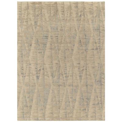 Rug & Kilim’s Abstract Rug In Beige, Gray And Blue Geometric Pattern