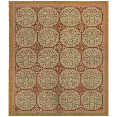 Antique Spanish Savonnerie Rug In Ochre With Medallion Patterns By Rug & Kilim