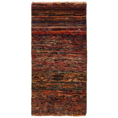  Vintage Gabbeh Tribal rug in Polychromatic Striae Pattern