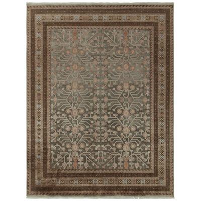 Rug & Kilim Khotan Style Rug in Gray-Blue and Beige-Brown Pomegranate Pattern
