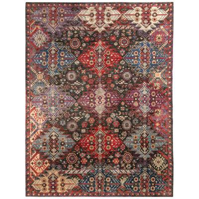 Rug & Kilim’s Classic Style Rug in Black With Red & Blue Geometric Patterns