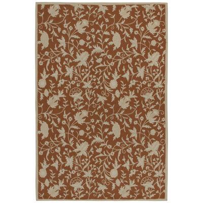 Rug & Kilim’s Contemporary Flat Weave in Brown With Beige Floral Patterns