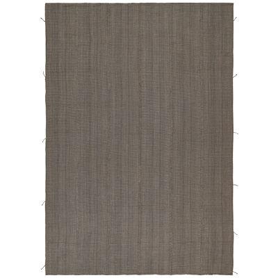 Rug & Kilim’s Contemporary Kilim Rug in Gray with Brown Accents 