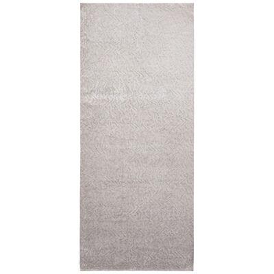 Hand-Knotted Contemporary Rug in Gray Textural Geometric Pattern