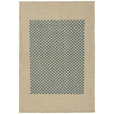 Rug & Kilim’s Sofreh-Style Persian Kilim in Beige with Blue Checkerboard Pattern