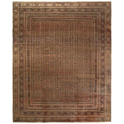 Hand-Knotted Antique Doroksh Persian Rug in Beige-Brown All Over Pattern