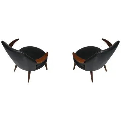 Kurt Ostervig Danish Lounge Chair in Black Leather