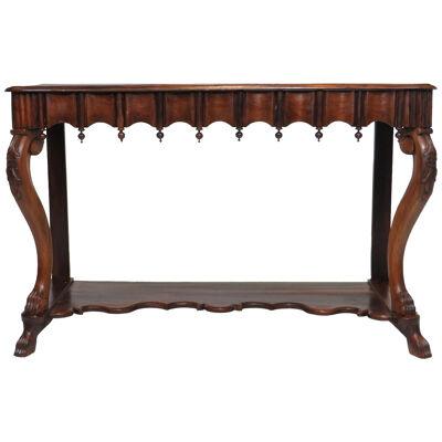 19th c. Gothic Revival Console Table of Solid Brazilian Rosewood