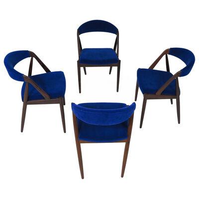 Kai Chairs Rosewood Dining Chairs in Cobalt Royal Blue Mohair
