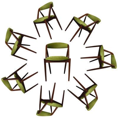 Eight Kai Kristiansen Walnut Danish Dining Chairs