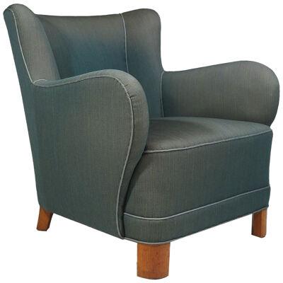 1940 Danish Lounge Chair in Original Wool Fabric