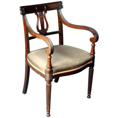 Set of 8 Mahogany Lyre Back Dining Chairs