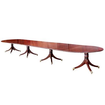 George III Four Pedestal Mahogany Dining Table