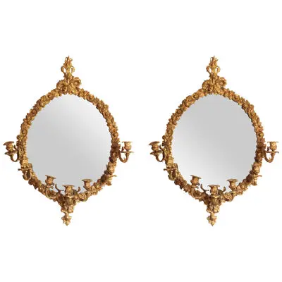 Pair of Antique Oval Mirrors