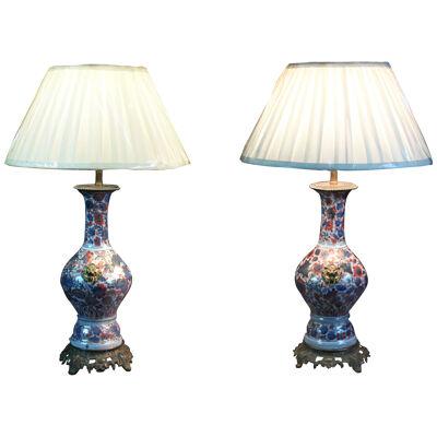 Pair of 18th Century Chinese Imari Vases as Lamps