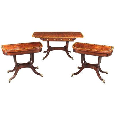 Regency Pair of Card Tables with a Matching Sofa Table