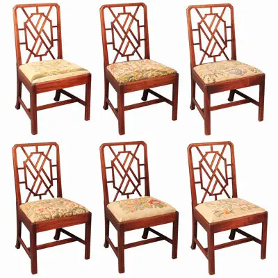 Set of 6 George III Chinese Chippendale chairs