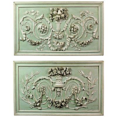 Pair of Louis XVI Style Carved Wood Panels