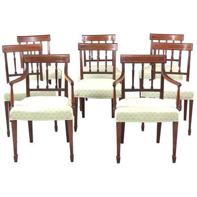 Georgian Set of Eight Sheraton Period Mahogany Dining Chairs