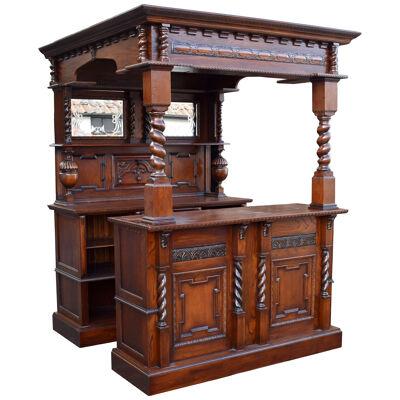 Antique Oak Front and Back Canopy Bar