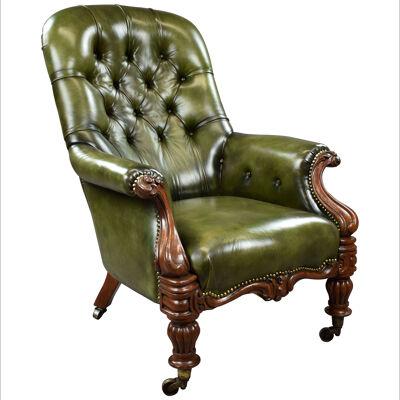 William IV Mahogany and Hand Dyed Leather Armchair