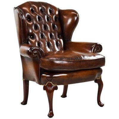 George II Brown Leather Armchair