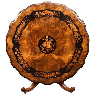 Victorian Burr Walnut and Marquetry Breakfast Table by John Kendal