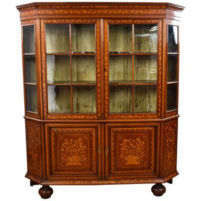 19th Century Dutch Marquetry Display Cabinet