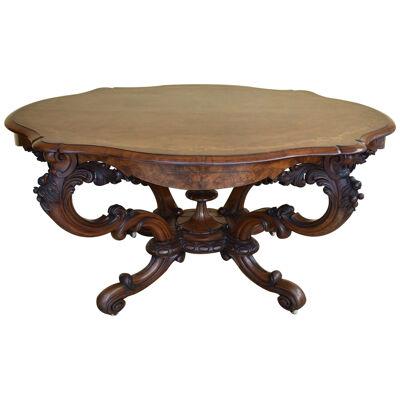 Victorian Burr Walnut Inlaid Centre Table