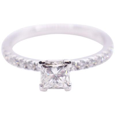 18K White Gold 0.74ct Princess Cut Diamond Engagement Ring