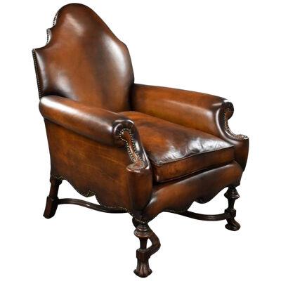 Victorian Hand Dyed Leather Armchair