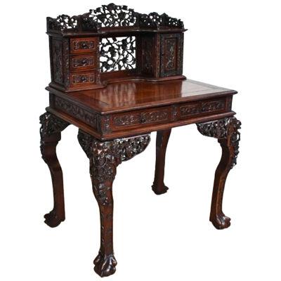 19th Century Chinese Padouk Wood Desk