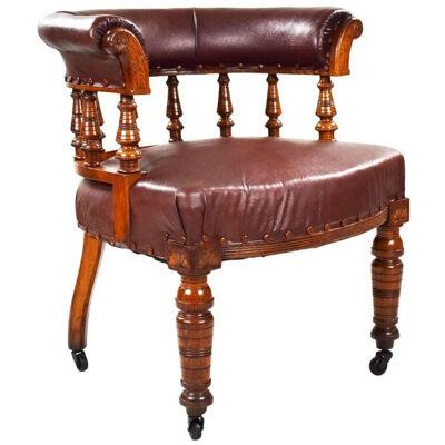19th Century, English Victorian Oak Armchair