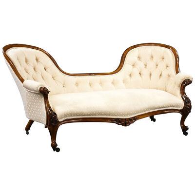 Victorian Walnut Double Ended Chaise Lounge