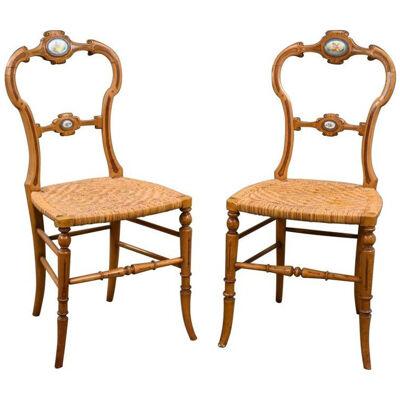 Pair of Victorian Walnut Salon Chairs