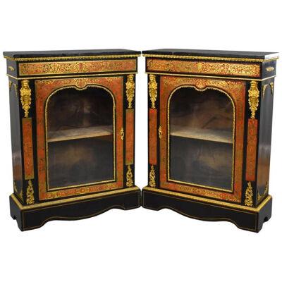 Pair of Ebonised Boulle Pier Cabinets