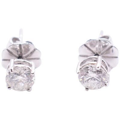 Pair of 18K White Gold 1.23ct Diamond Stud Earrings