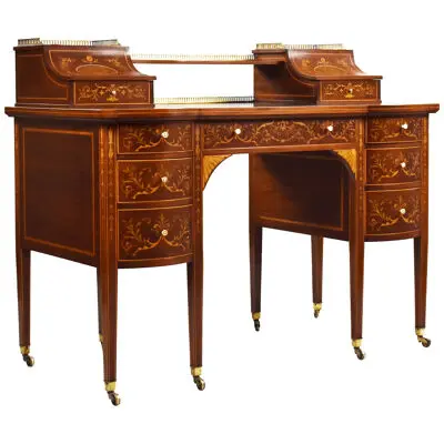 Victorian Mahogany Inlaid Carlton House Desk
