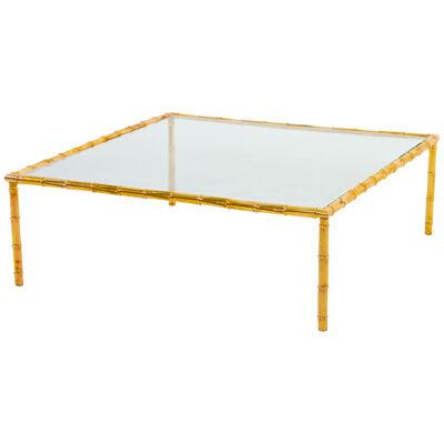 Large Modernist Brass Coffee Table