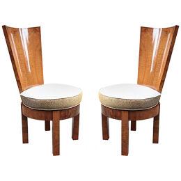 Pair of Tall Back Cubist Style Side Chairs