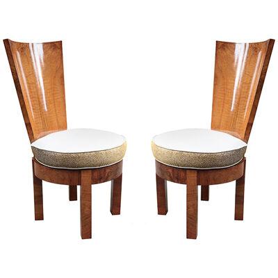 Pair of Tall Back Cubist Style Side Chairs