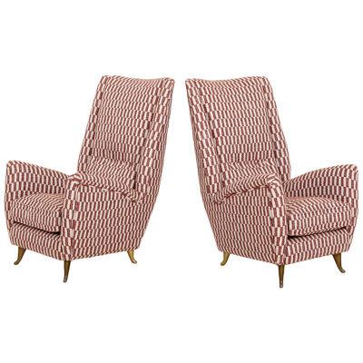 Pair Lounge Chairs by Gio Ponti for Isa Bergamo, Italy 1950s