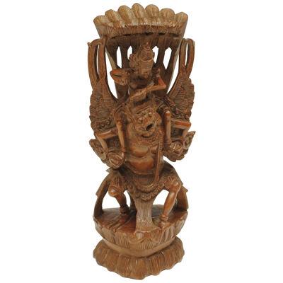 19th Century Carved Hardwood Figure of Vishnu Riding Garuda