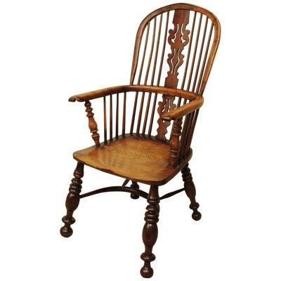 19th Century Yew Wood Windsor Chair of Large Scale