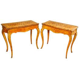 A FINE PAIR OF FRENCH MARQUETRY CARD TABLES