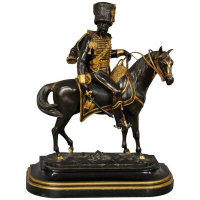 Bronze and Gilt Figure of an Officer on Horseback